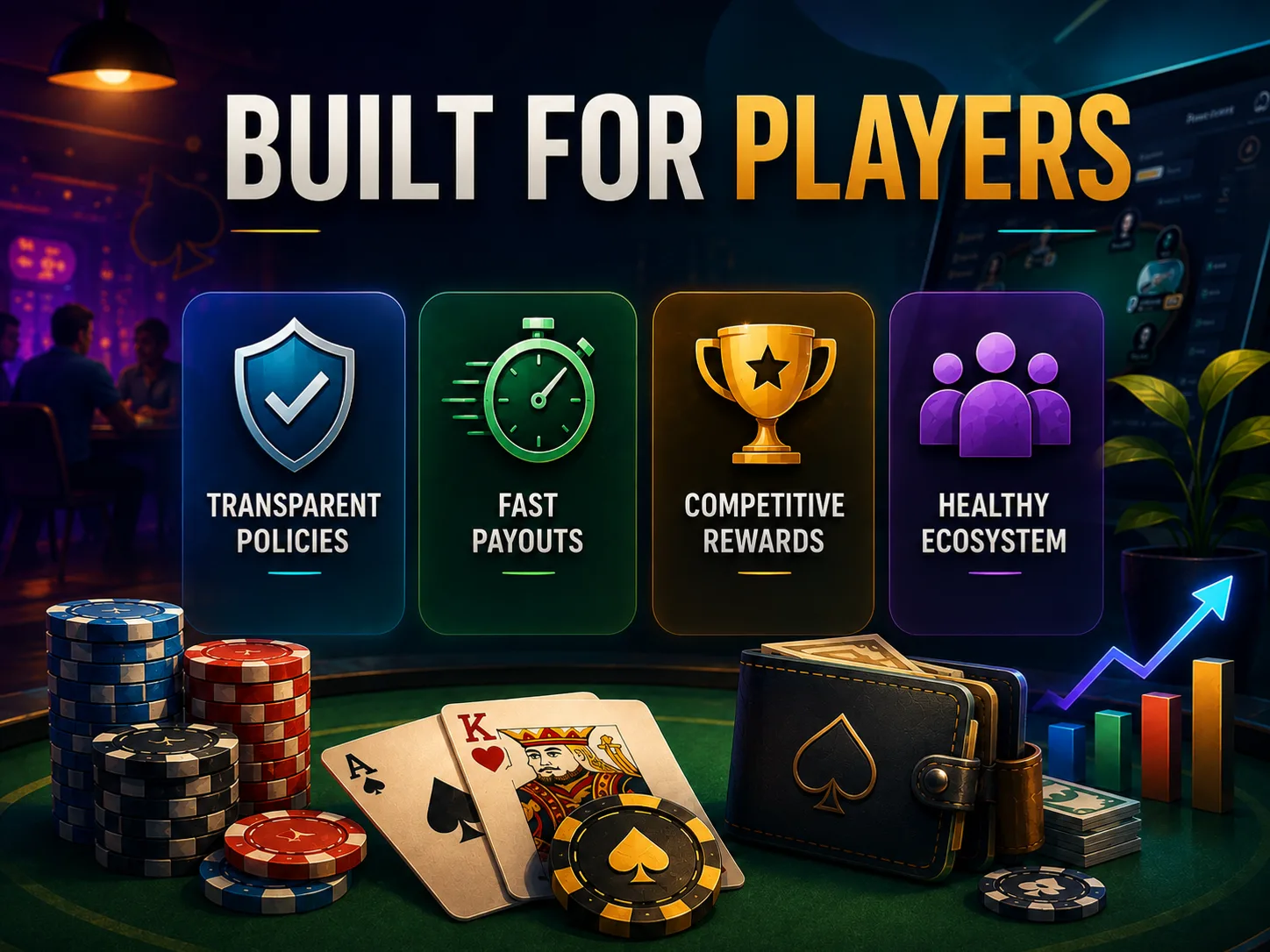 Built for Players — transparent policies, fast payouts, competitive rewards and a long-term commitment to a healthy poker ecosystem